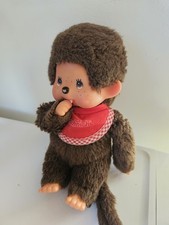 Vintage Monchhichi Sekiguchi Brown Thumb Suck Monkey Red Bib 70s/80s Retro Toy