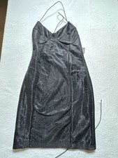 PrettyLittleThing Black Glitter Bodycon Dress Size 4