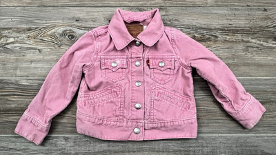 Levis Pink Corduroy Jacket Toddler Girls 3T Snap Front Farm Barn