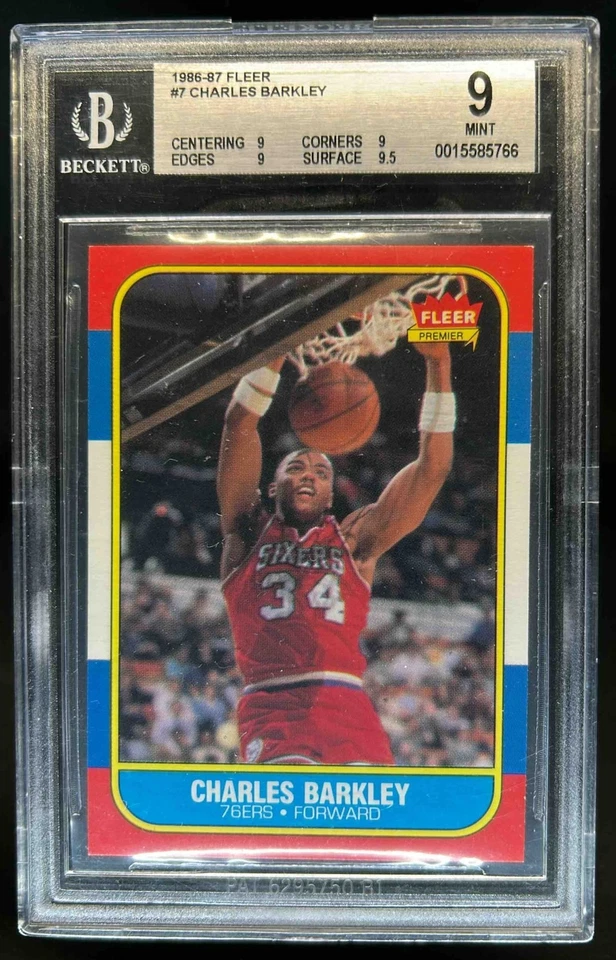 Fleer Charles Barkley Rookie RC #7 76ers BGS 9 1986-87