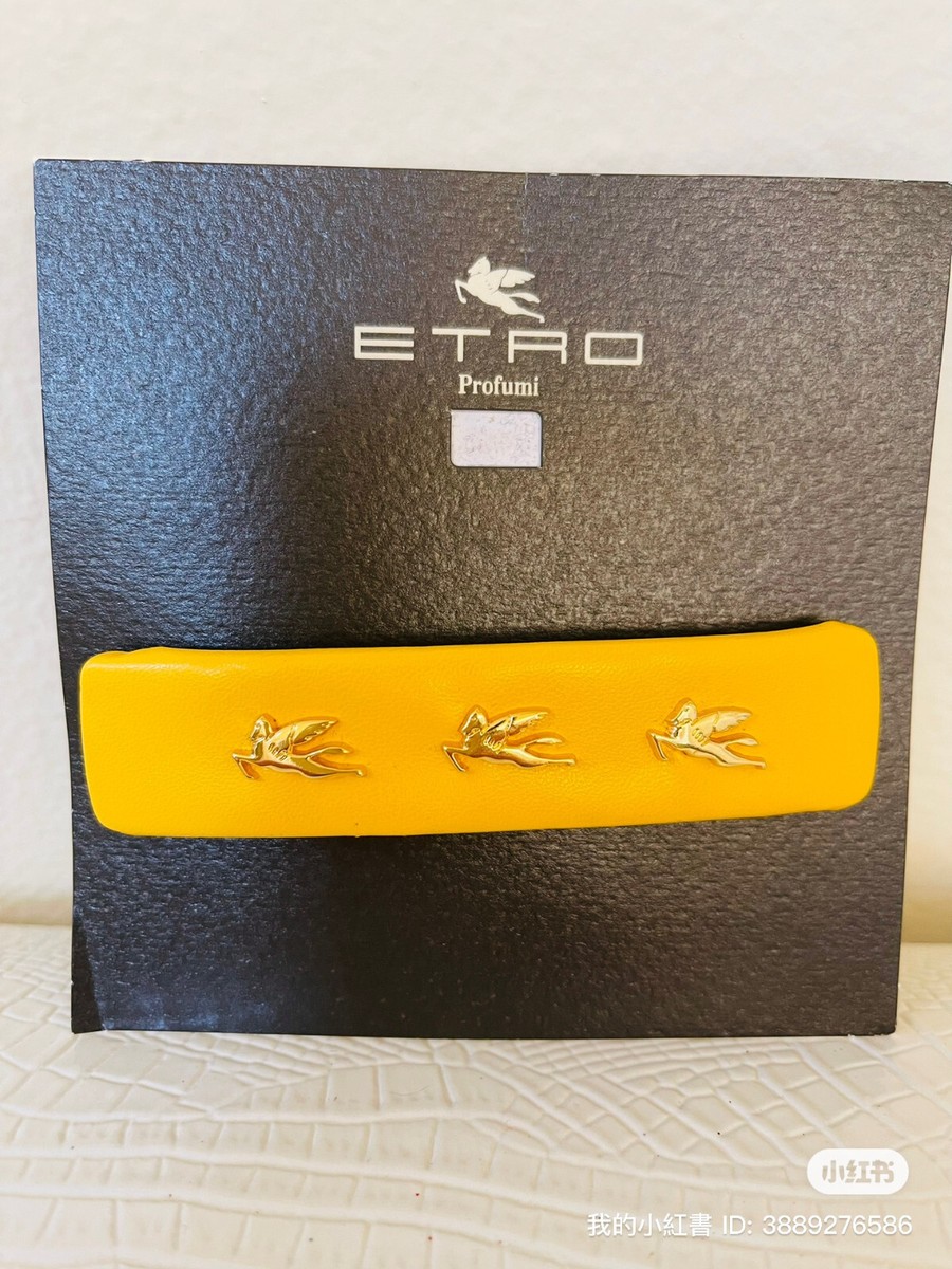 ETRO Milano Made in ITALY Yellow Leather HAIR CLIP Gold  display picture 1