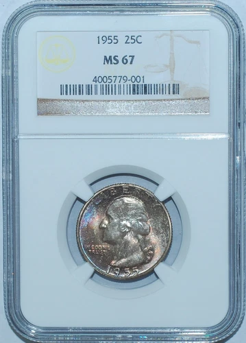 1955 NGC MS67 Washington Quarter Mint Set Toned