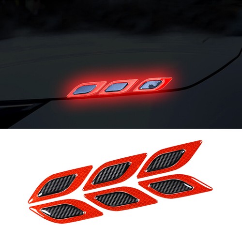 6× Car Vent Edge Bumper Reflective Sticker Decal Carbon Fiber Trim Accessories - Picture 3 of 6