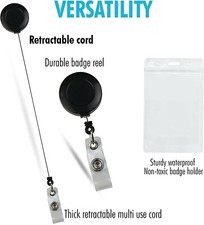 Lanyard w Clear Vertical PVC Badge Holder and Bonus Retractable Badge Reel