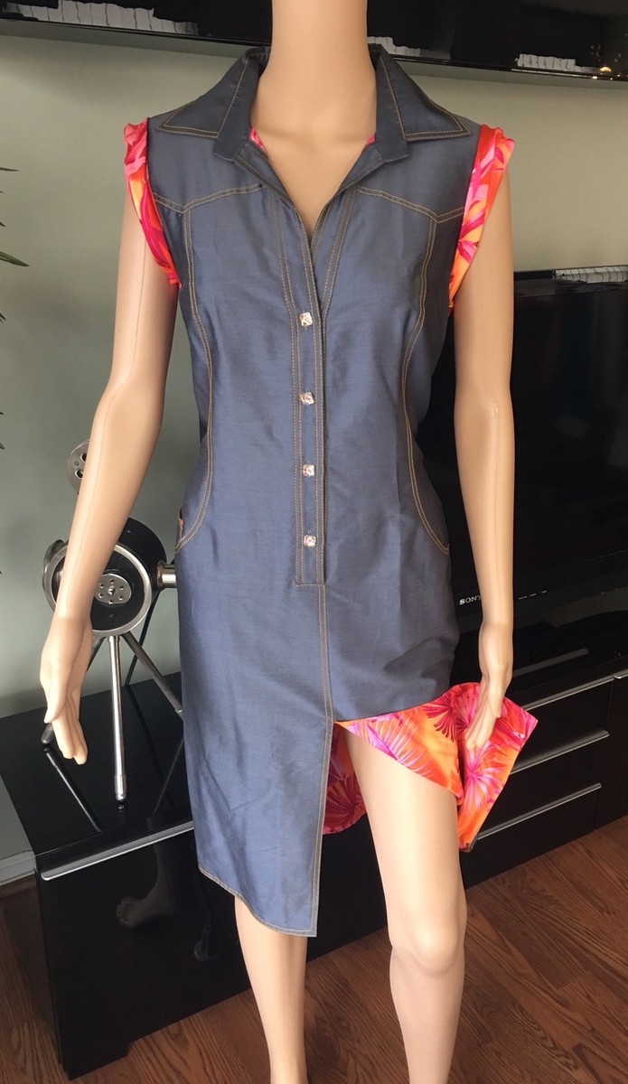 GIANNI VERSACE VINTAGE SS00 RUNWAY SEXY DENIM COLOR SHIRT