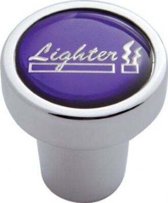Cigarette Lighter Top Purple 1'' Glossy Sticker Chrome Aluminum Knob UP#23164