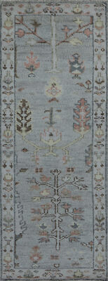 Gray Handmade Oushak Indian Hallway 8' Runner Rug Wool Carpet 3x8 ft