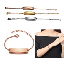 Vnox Women ID Name Bracelet Bangle Stainless Steel Charm DIY Customize Engraving