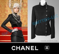  5,420 CHANEL Black Silver-Button Knit Wool JACKET  FR 42 / US 8  PRISTINE