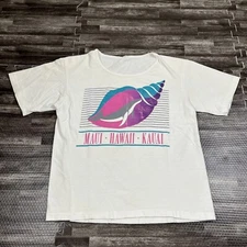 Vintage 90s Hawaii Souvenir Single Stitch Tshirt White Medium Whale Beach Womens