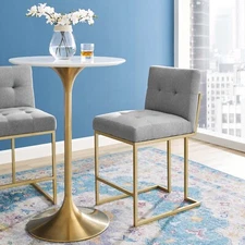 Modway Gold Stainless Steel Upholstered Fabric Counter Stool