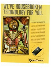 1997 Qualcomm Digital Phones Lion Bellhop Vintage Print Advertisement