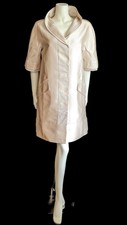 Louis Vuitton Womens Silk Leather Trimmed Coat Size 42 Made In France