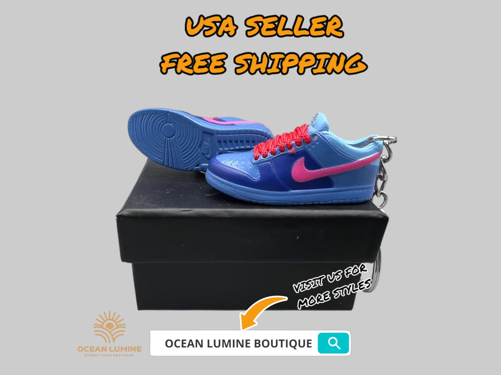 SB Dunk Low Mini Porte clés Baskets 3D, Baskets Basketball Boîte de Collection Options