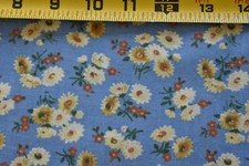 By 1/2 Yd, Vintage, Cream Gold Rust Calico on Blue Quilt Cotton, P87