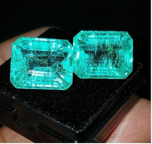 Natürlicher Smaragd zertifizierter loser Edelstein 8 bis 10 kt Edelsteinpaar. - Bild 1 von 7