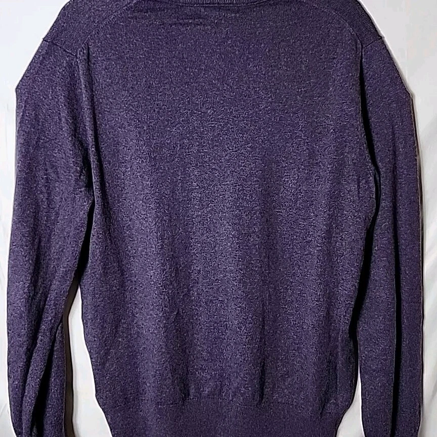 Banana Republic Men L Cotton Cashmere Purple Vneck Pullover Long Sleeve Sweater - Image 4 of 4