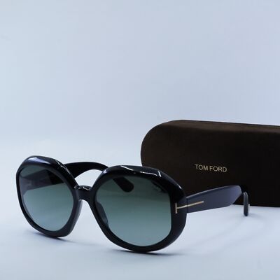 TOM FORD FT1011 01B Shiny Black/Gradient Smoke 62-17-135 Sunglasses New Authe...