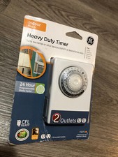GE 24 Hour Heavy Duty Indoor Plug-in Mechanical Timer 2 Grounded Outlets NEW