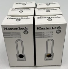 (6) Lot Master Lock Padlock 410BLK Lock Out Safety Padlock With Key Black 3 1/2”