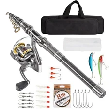 Telescopic Fishing Rod and Reel Combo Full Kit Carbon Fiber Rod Pole W/Line&Bag