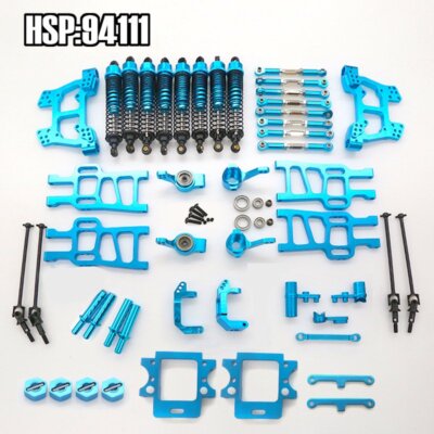 CNC Alu- Full Upgrade Set für HSP 94108 94111 1/10 Offroad Monster Blau Neu