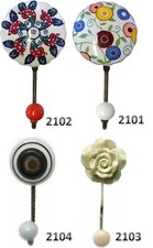 Coat Hooks Vintage Style Shabby Chic Decorative Ceramic and Iron Door Wall Pegs