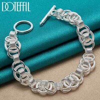 Doteffil 925 Sterling Silver Bracelets Snake Chain Screw European Charm Jewelry