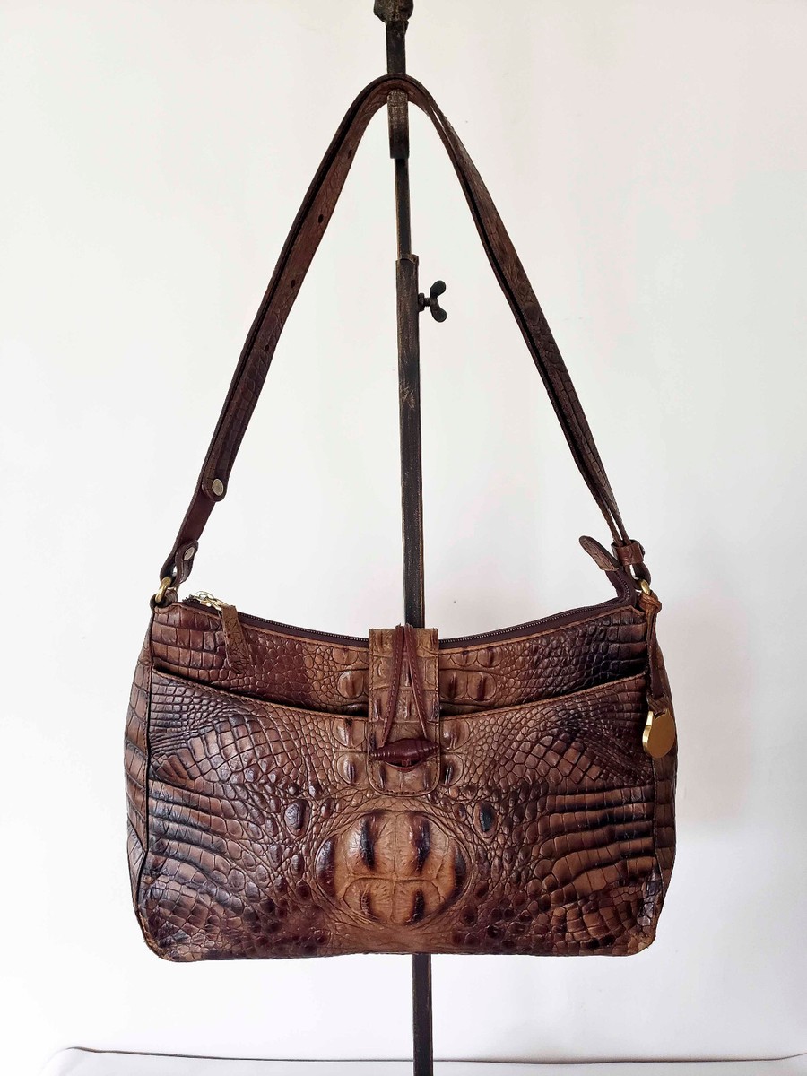 Vintage BRAHMIN Crocodile Brown Leather Shoulder Bag