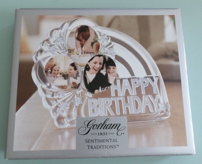 GORHAM 1831 SENTIMENTAL TRADITIONS "HAPPY BIRTHDAY" CRYSTAL PIC FRAME - GERMANY