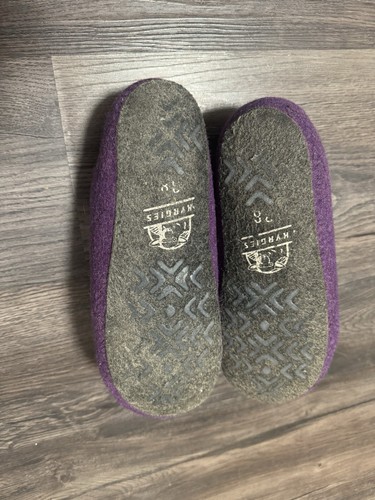 🔥kyrgies womens size 38 shoes Purple wool slip on comfort slippers - Picture 3 of 4