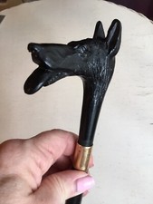 Vintage Antique Carved Dog Head Parasol Umbrella Walking Stick Tongue Out 9  