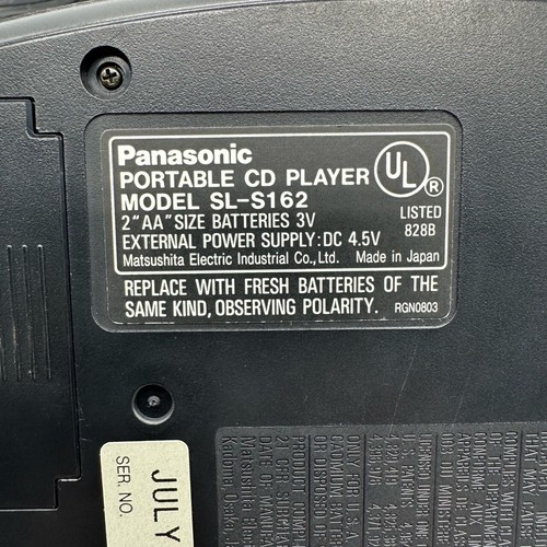 Reproductor de CD portátil compacto Panasonic MASH SL-S162 con cable de alimentación probado funcionando - Imagen 11 de 24