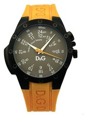 D&G Dolce & Gabbana Men's DW0596 Jack Gunmetal Dial Orange Rubber Strap Watch