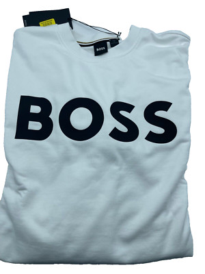 NWT Men's BOSS Crewneck Pullover Long-sleeve Sweatshirt White 4XT 0008