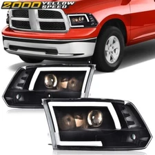 LED DRL Headlights Assembly Black Fit For 2009-2012 Dodge Ram 1500 2500 3500