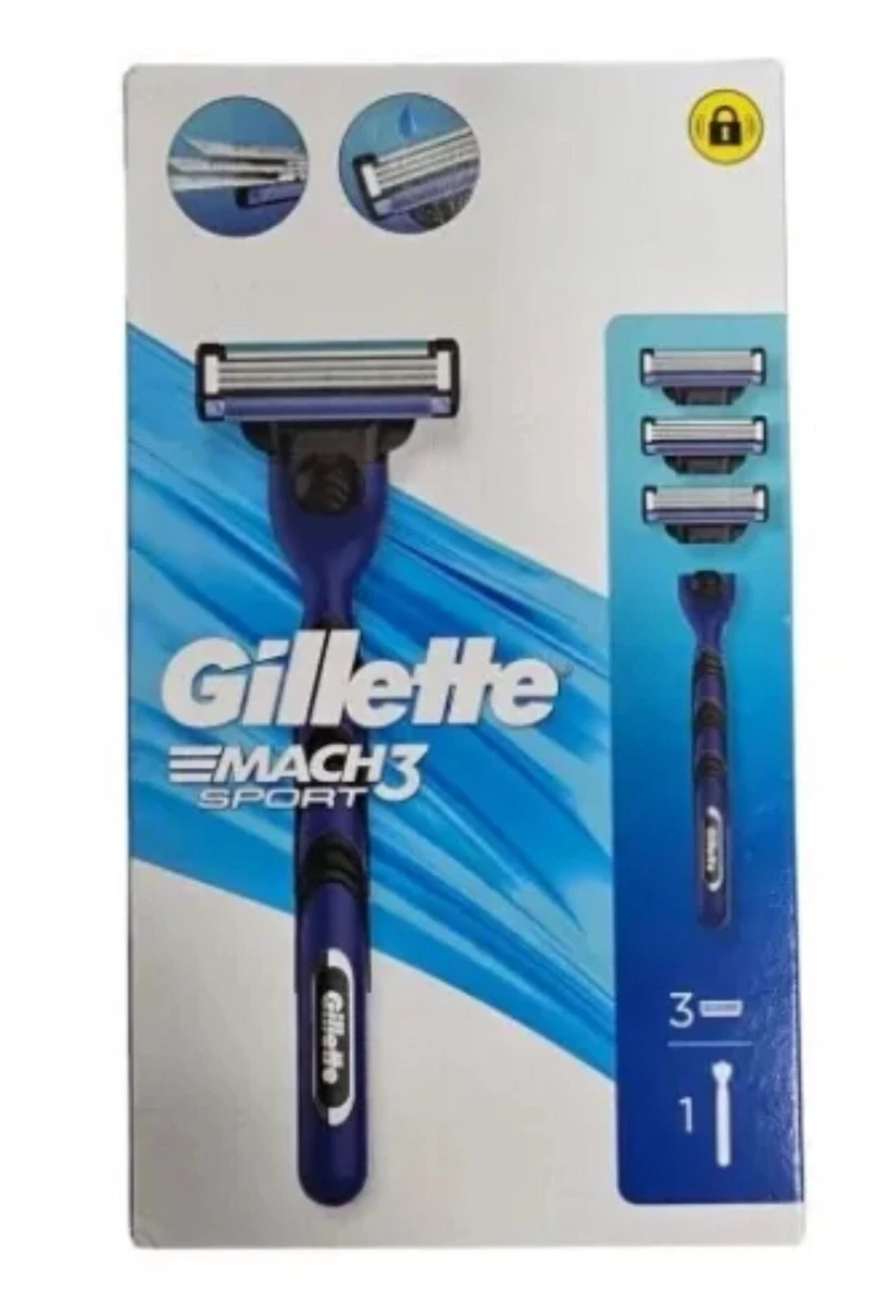 Gillette Mach 3 Sport Rasierer Set inklusive 3 Ersatzklingen Neue  