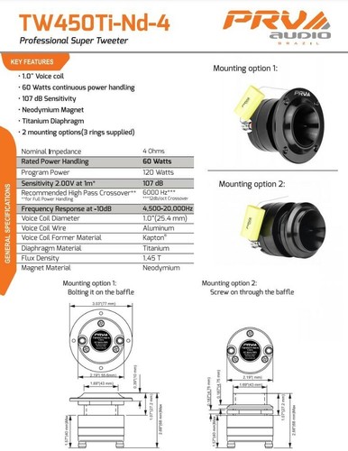 2x PRV Audio TW450Ti-ND-4 Kugel Neodym Pro Super Hochtöner 4 Ohm Titan 240 W - Bild 11 von 11