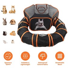 Portable Pet Dog Cat Playpen Enclosures with Tunnel Indoor Outdoor Tent House