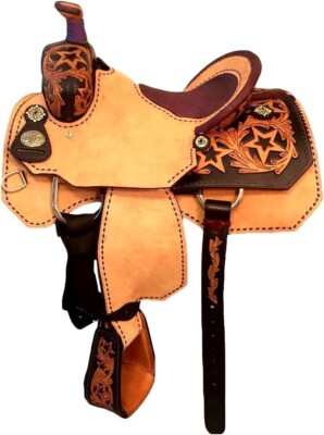 Western Barrel Racing Horse Saddle Premium Leather  with tack set 10'' to 18' in