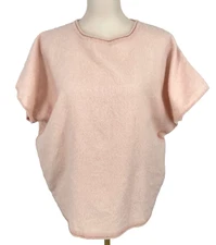 Cuyana women's M/L pink 100%  Baby Alpaca Soft Boxy fit short Sleeve Sweater