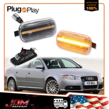 For Audi A3 A4 B6 B7 A6 C6 Clear Amber LED Front Fender Side Marker Signal Light