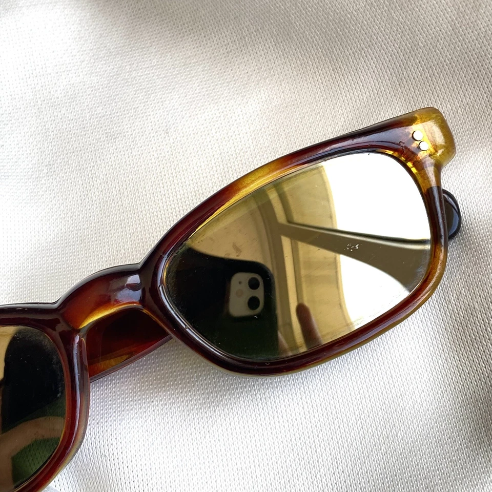 MCM Vintage 50s 60s Mod Brown Beatnik Slim Sunglasses - Mirror - JAPAN - UNISEX - Image 3 of 4