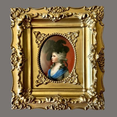 Antike, handgemalte Miniatur, Portrait Gemälde, Sarah Siddons vergoldet gerahmt