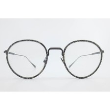 Giorgio Armani Round Gunmetal Woven Fabric Wrap Eyeglasses Frames DAO435966