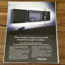 1984 Technics AM FM Stereo Cassette System Wall Mount 80s Vintage Print Ad