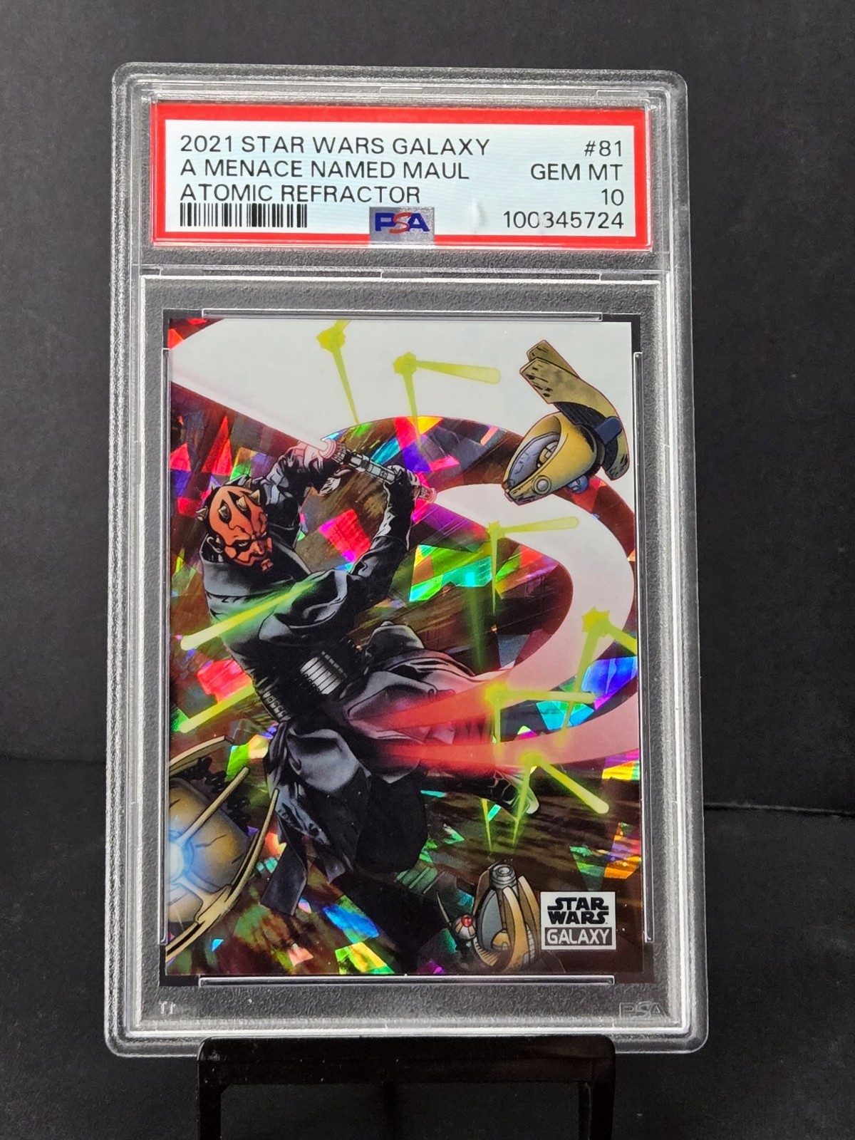 2021 Topps Star Wars Galaxy A Menace Named Maul Atomic Refractor PSA 10 /150 #81 view 2