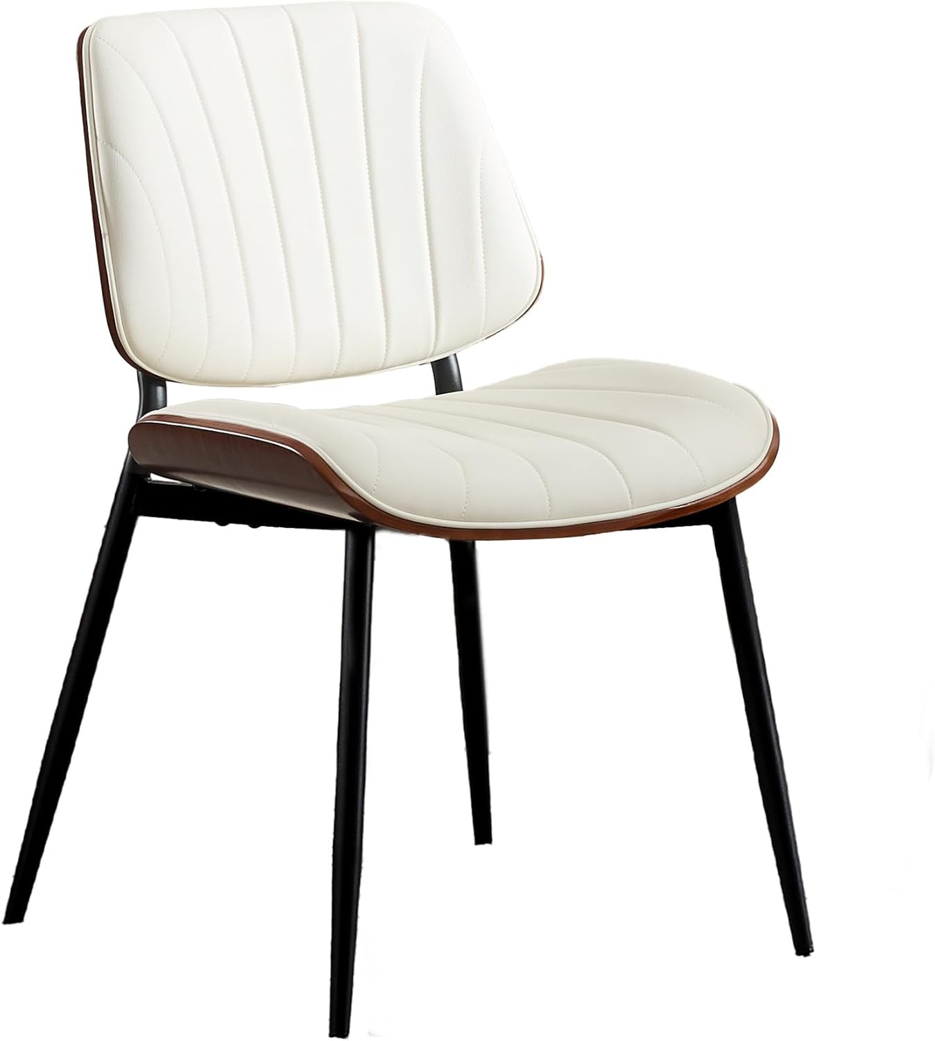 Set of 2 PU Leather Dining Chairs, Mid Century Modern Shell Back for Dining Room