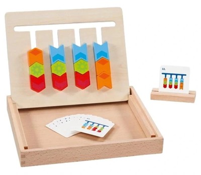 Goki 58406 Color sorting board in wooden box, foldable Puzzles, Multicoloured