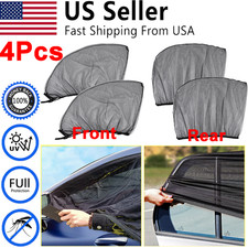 4pcs Car Window Screen Mesh Sun Uv Protection Mosquito Net For Sedan Front Rear
